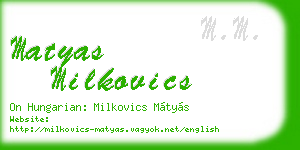 matyas milkovics business card
